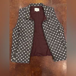 Brown and white polka dot puffer jacket